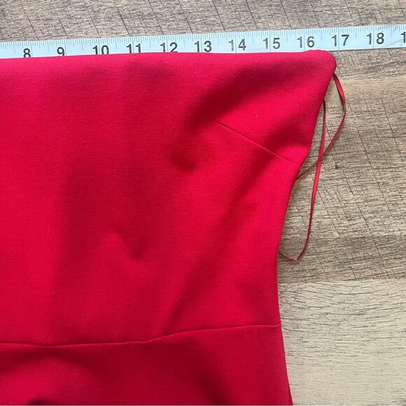 Nine Britton Red Scalloped Mini Dress Medium Niya Flared Sleeveless Halter NWT - Picture 3 of 9